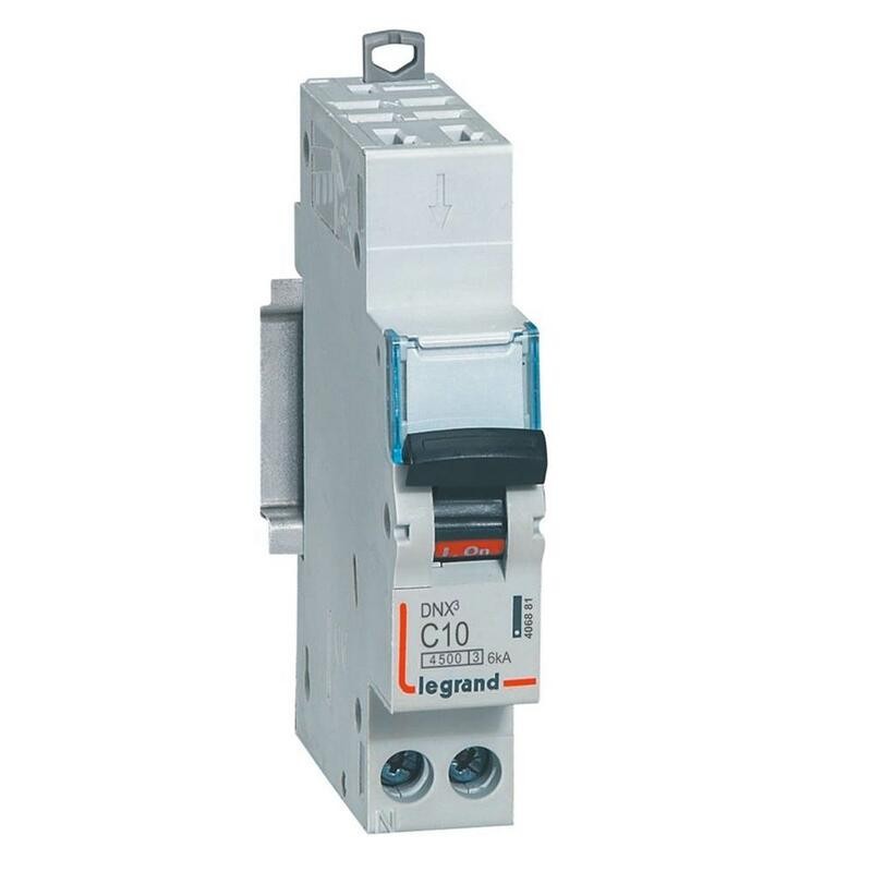 Disjoncteur Legrand 10A unipolaire + neutre DNX3 - courbe C - 4,5/6kA - AUTO+VIS - 1 module