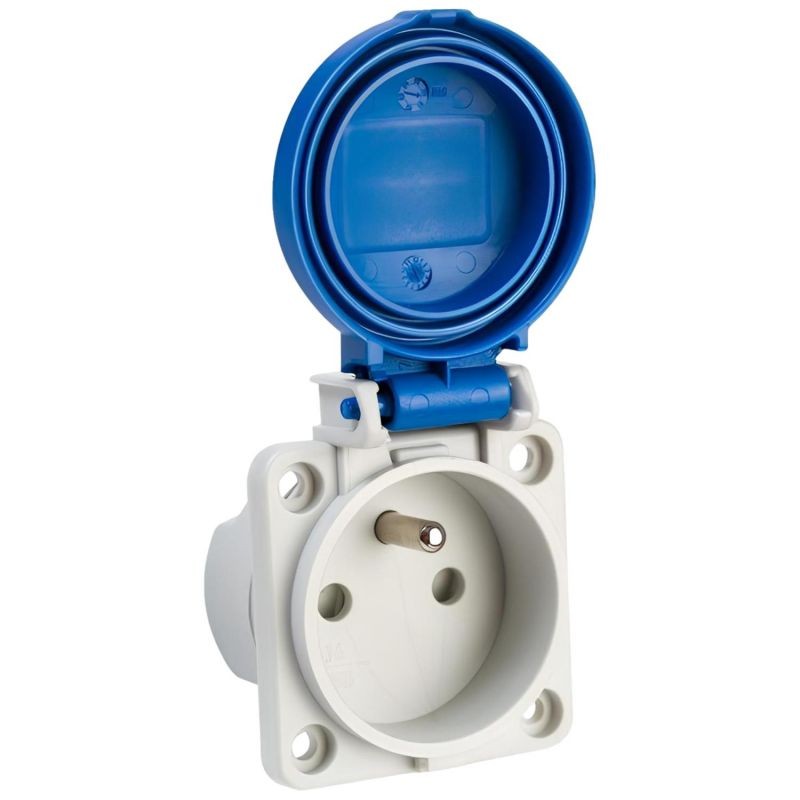 Prise française 16A 2P+T à encastrer sur coffret - Étanche IP44 - IDE