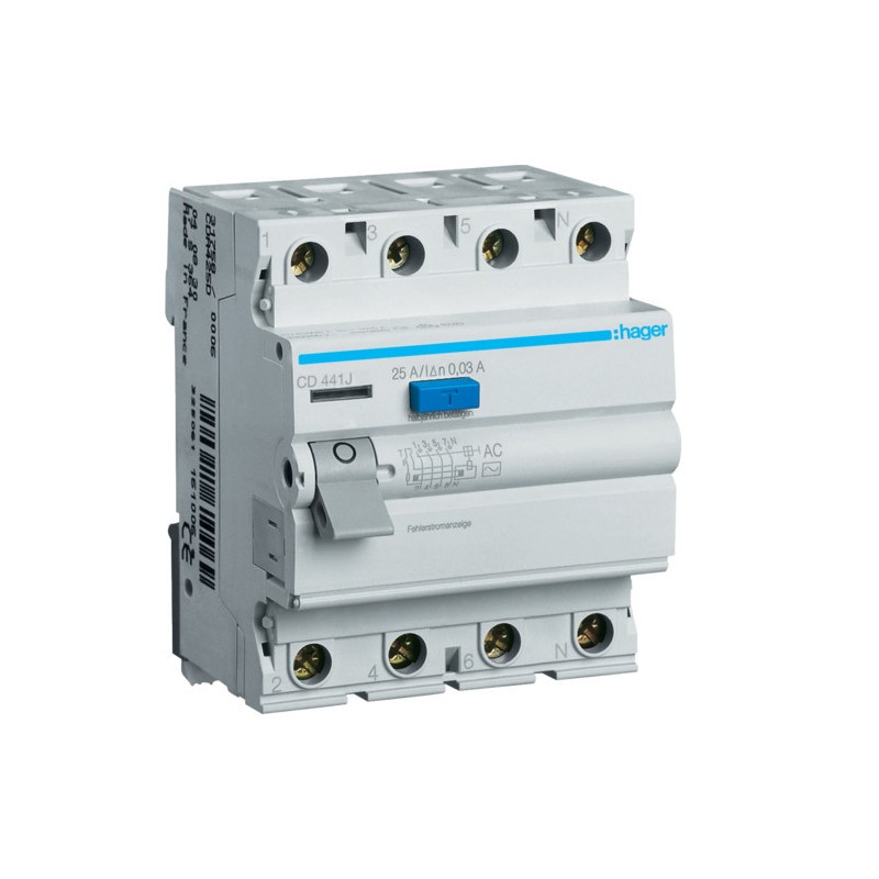 Interrupteur différentiel tétrapolaire 30mA 40A type AC - Bornes alignées