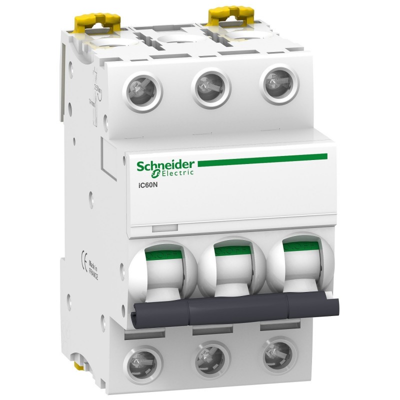 Disjoncteur triphasé 3P 20A Courbe C - 3 modules - 10kA - Schneider Electric Acti9 iC60N