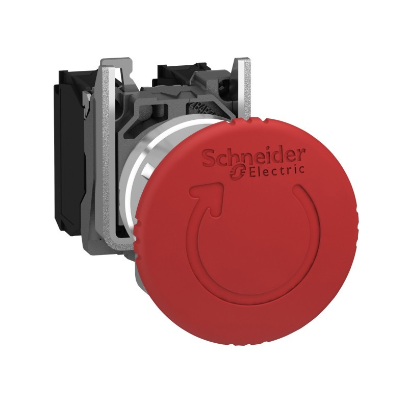 XB4BS8444 Schneider - bouton arrêt urgence - Ø40 - pousser tourner - rouge - 2NF - vis - Harmony XB4