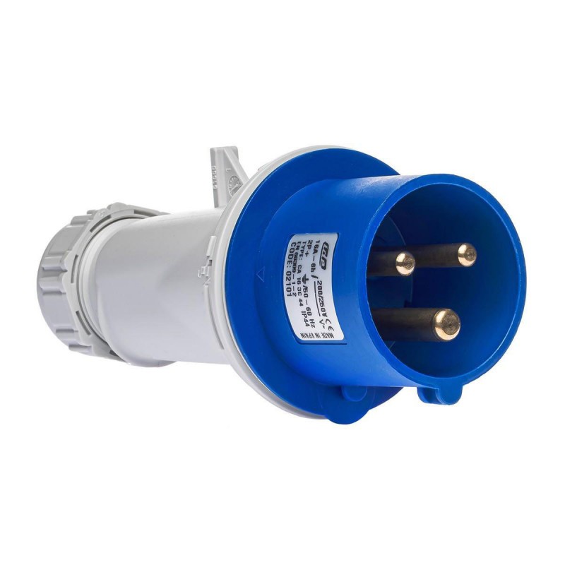 Prise CEE male 2P+T 16A - 220V - Étanche IP44 - IDE