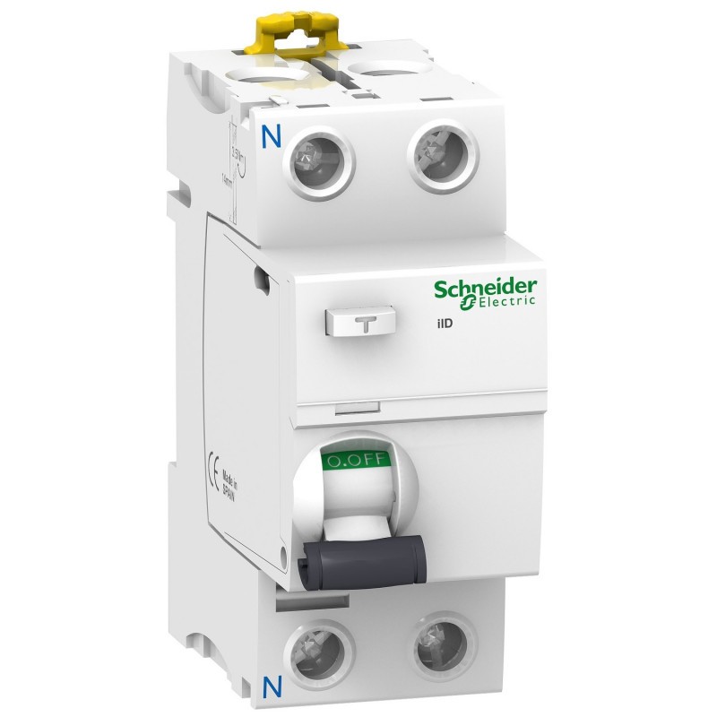 Interrupteur différentiel bipolaire 2P 25A 30mA - type AC 10kA Bornes alignées - Schneider Acti9 iiD
