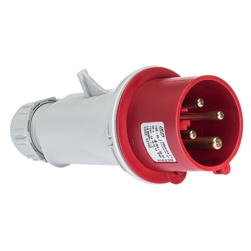 Prise triphasé 16A 3P+T 380V - 4 broches - Étanche IP44 - IDE