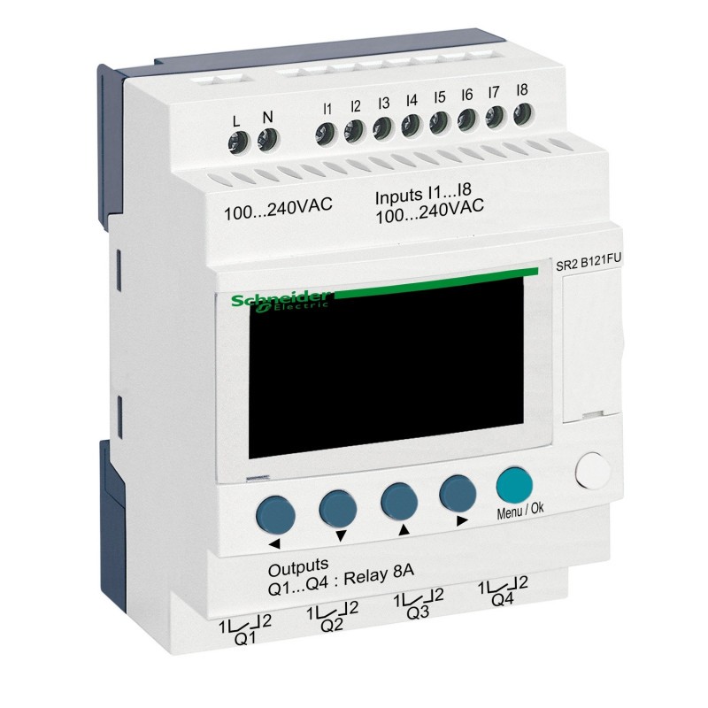 Automate Zelio Logic - relais intelligent 12E/S 100 à 240Vca - horloge + afficheur