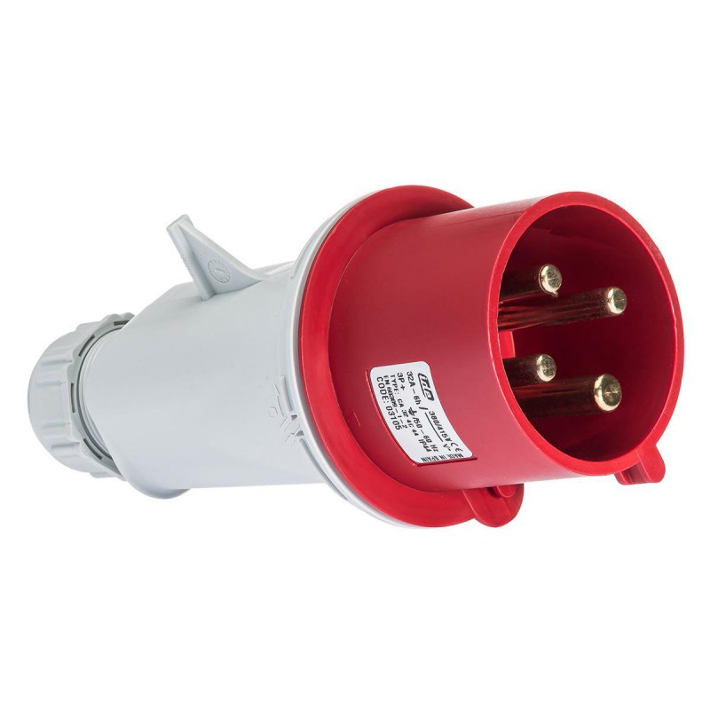 Prise triphasé 32A 3P+T 380V - 4 broches - Étanche IP44 - IDE