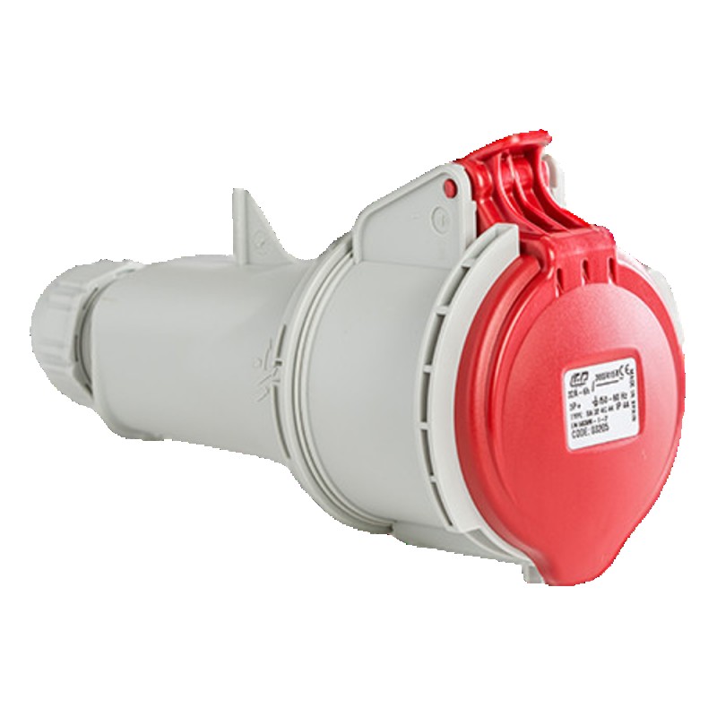 Fiche femelle triphasé 32A 3P+T 380V - 4 broches - Étanche IP44 - IDE