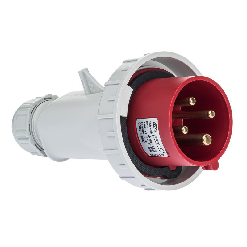 Fiche mobile male triphasé 16A 3P+T 380V - 4 broches - Étanche IP67 - IDE
